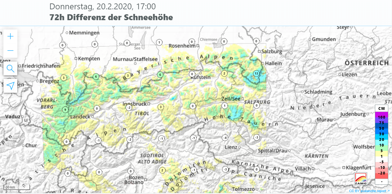 Kleinräumige, frische Triebschneepakete – vereinzelt: Altschneeproblem – in Summe jedoch meist recht günstige Verhältnisse