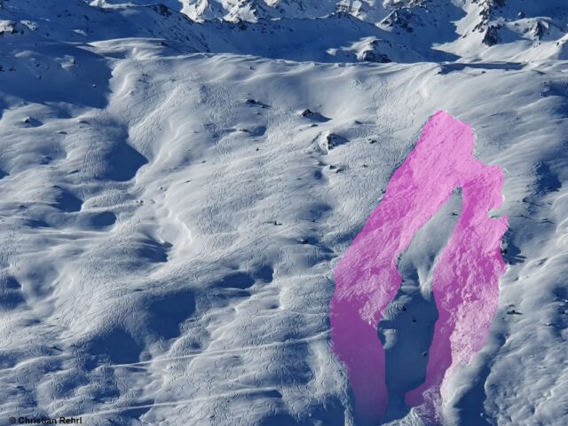 Schneebrett im Nahbereich des Gilfert in den Östlichen Tuxer Alpen (Foto: 06.02.2022)