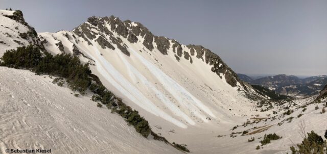 Lockerschneelawinen im Außerfern. Die Schneedecke ist vom Saharastaub bräunlich gefärbt (Foto: 16.03.2022) Lockerschneelawinen im Außerfern. Die Schneedecke ist vom Saharastaub bräunlich gefärbt (Foto: 16.03.2022)