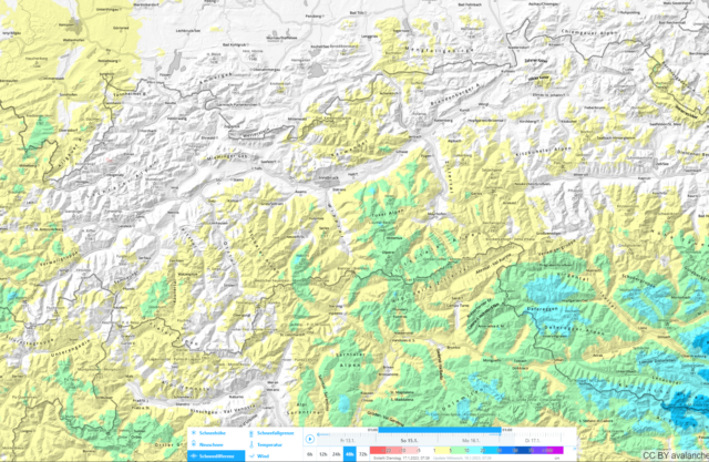 48h-Schneedifferenz vom 17.01.2023 48h-Schneedifferenz vom 17.01.2023