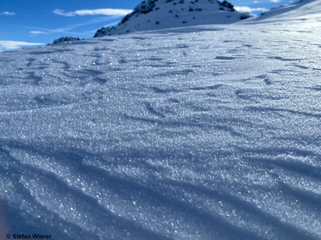 Oberflächenreif in den Östlichen Tuxer Alpen (Foto: 24.01.2023)