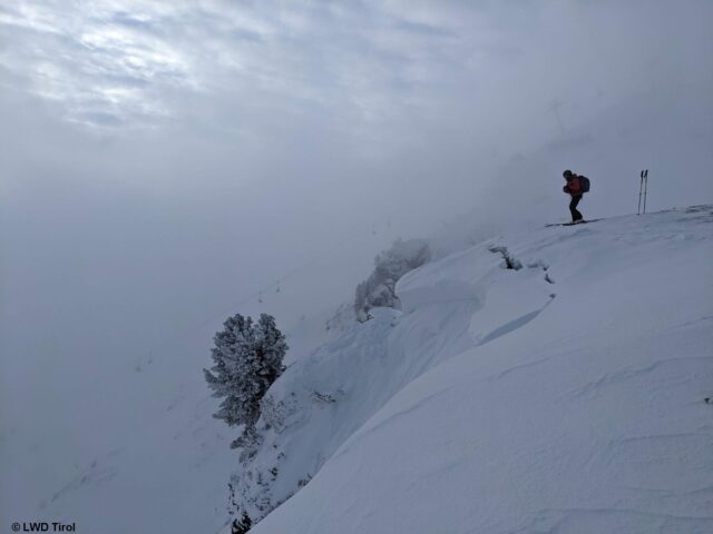 Der obere Bereich des Lawinenanrisses (Foto: 05.02.2023)