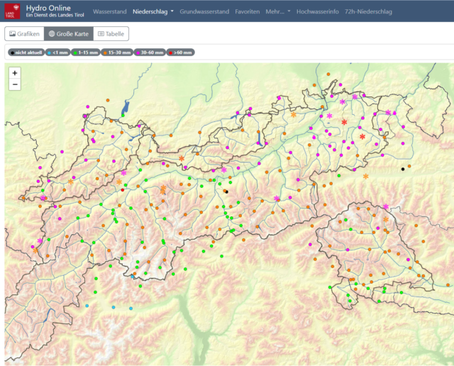 72h-Niederschlag in Tirol: Bezugszeitpunkt: 27.03. 18:00 Uhr