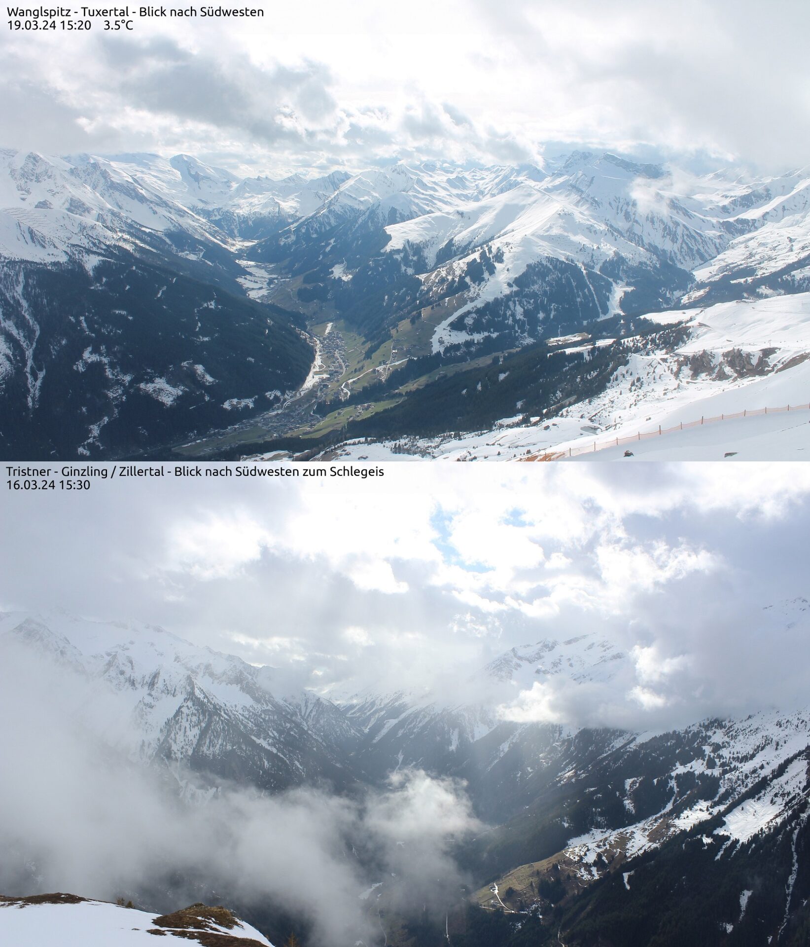 Feuchte Luft, milde Temperaturen und Sonne. An solchen Tagen ist der Wärmeeintrag in die Schneedecke besonders stark. Das genaue Zusammenspiel dieser Faktoren sowie ihre Auswirkung auf die Lawinengefahr ist in der Prognose nicht immer ganz einfach. Umso wichtiger ist im Frühjahr das genaue Beobachten und Einschätzen der Gefahr vor Ort (©foto-webcam.eu).