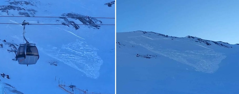 Mit Einsetzen des Südföhns am Samstag, 18.01. bildeten sich kleine, frische Triebschneeansammlungen. Diese wurden auf der kantig aufgebauten Schneeoberfläche abgelagert und waren kurzzeitig sehr störanfällig. Diese kleine Schneebrettlawine löste sich an einem Nordosthang auf rund 2600m am Stubaier Gletscher spontan (©Franz Josef Tanzer, 18.01.2025).
