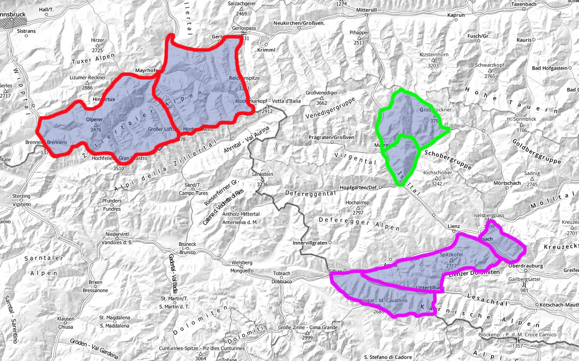 Die eingefärbten vormals drei Mikroregionen wurden in 7 neue Regionen überführt und können nun entsprechend unterschiedlich beurteilt werden.