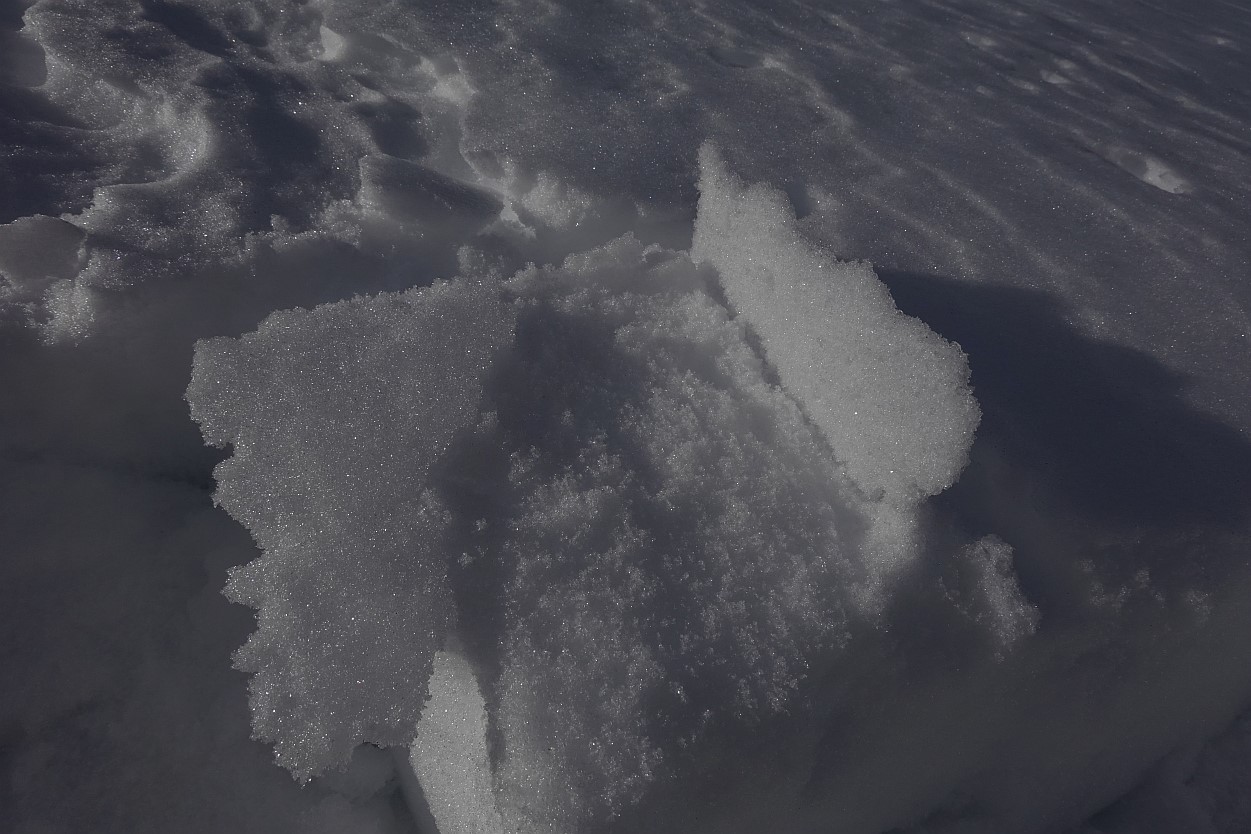 Am 12.01. bildete sich während einer Warmfront eine dünne Schmelzkruste an der Schneeoberfläche. Darunter findet man inzwischen teilweise eine kantige Schicht als mögliche Schwachschicht. Betroffen ist v.a. ein Höhenband zwischen etwa 1700m und 1900m. (© Kristian Rath, 25.01.2026)