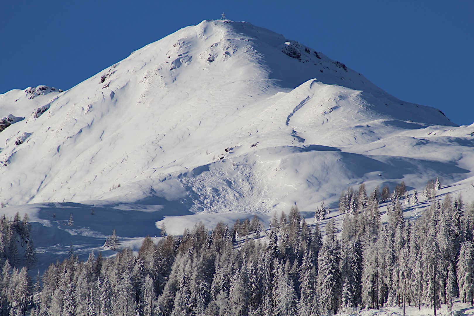 Spontanes Schneebrett am Karnischen Kamm (© Hansjörg Schneider, 26.01.2026)
