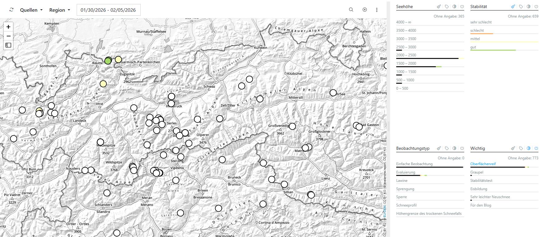 Unsere Rückmeldungen über Oberflächenreif während der vergangenen Woche