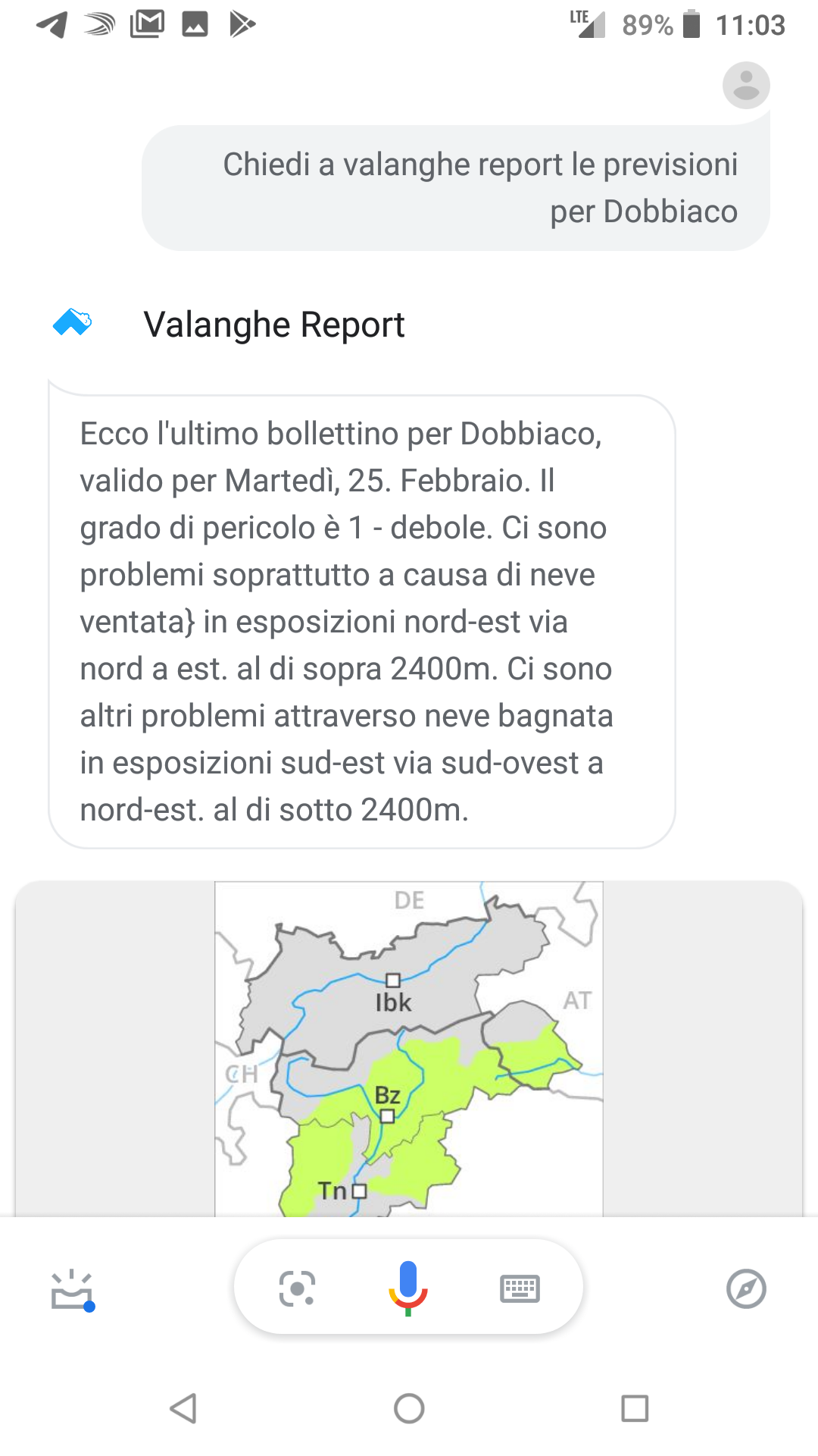 Parla con valanghe.report!